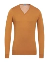 John Smedley Man Sweater Ocher Size M Merino Wool In Orange