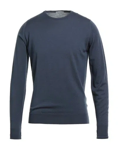 John Smedley Man Sweater Slate Blue Size M Merino Wool