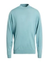 John Smedley Man Turtleneck Pastel Blue Size Xl Merino Wool In Blue