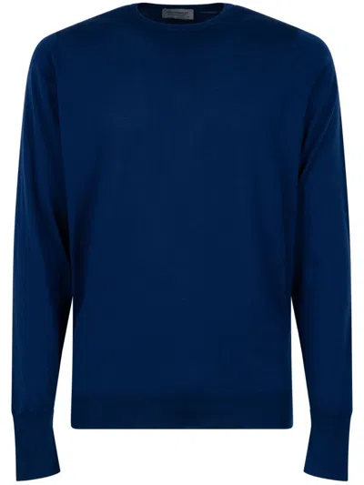 John Smedley Soft Lightweight Knit Sweater With Round Neck In Blue