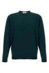 John Smedley Crew Neck Sweater Ribbed Cuffs In Green