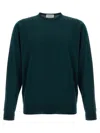 John Smedley Crew Neck Sweater Ribbed Cuffs In Green