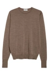 John Smedley Marcus Virgin Wool Crewneck Sweater In Brown