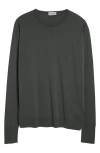 John Smedley Marcus Virgin Wool Crewneck Sweater In Highland Green