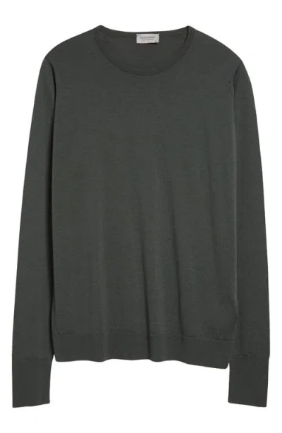 John Smedley Marcus Virgin Wool Crewneck Sweater In Highland Green