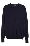 John Smedley Marcus Virgin Wool Crewneck Sweater In Midnight