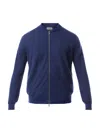 John Smedley Mens Hemingway Blue Baseball-collar Long-sleeve Wool Knitted Jacket