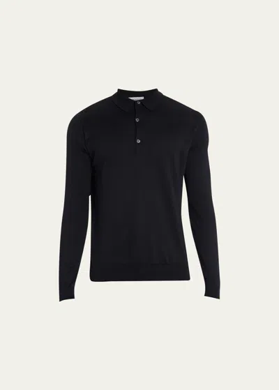 John Smedley Men's Bradwell Standard-fit Polo Shirt In Black