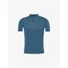 John Smedley Mens Estate Blue Payton Short-sleeved Wool-knit Polo Shirt