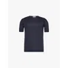 John Smedley Mens Navy Belden Short-sleeve Cotton Knitted T-shirt