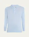John Smedley Belper Extrafine Wool Knit Polo Sweater In Light Blue