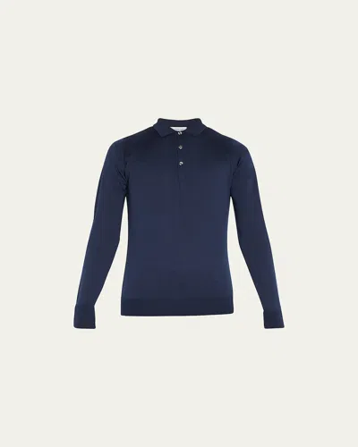 John Smedley Men's Polo Shirt In Blue Haze