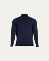 John Smedley Men's Richards Wool Turtleneck Sweater In Blue