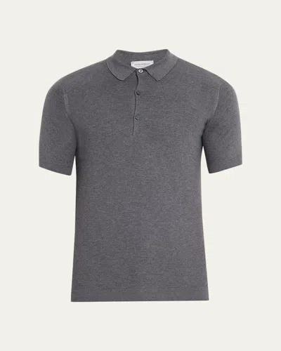 John Smedley Men's Roth Cotton Polo Shirt In Gray