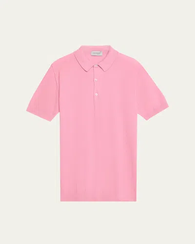 John Smedley Men's Roth Cotton Polo Shirt In Pink