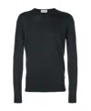 John Smedley Merino Wool V-neck Long Sleeve Sweater In Black