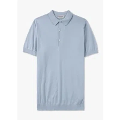 John Smedley Mens Adrian Knitted Polo Shirt In Mirage Blue