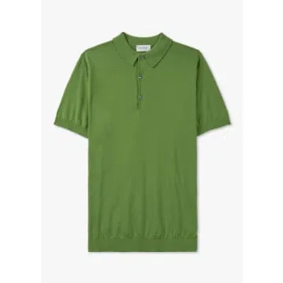 John Smedley Mens Adrian Knitted Polo Shirt In Olive Green