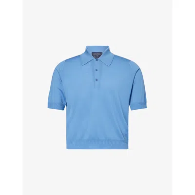 John Smedley Bill Nighy Merino Wool Polo T-shirt In Blue