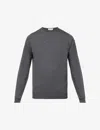 John Smedley Mens Grey Lundy Crewneck Wool Jumper In Grey