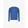 John Smedley Mens Charles Blue Crewneck Knitted Merino-wool Jumper Xl In Blue