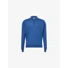 John Smedley Mens Knitted Long-sleeve Wool Polo Top Charles Blue In Blue