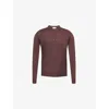 John Smedley Mens Copper Ribbed-trim Elasticated-hem Wool Polo Shirt