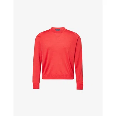 John Smedley Mens Crimson/cri Crew-neck Cashmere And Silk Jumper In Orange