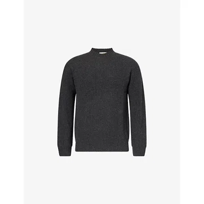 John Smedley Mens Dark Ash Oxnard Crewneck Cashmere And Wool-blend Jumper In Gray
