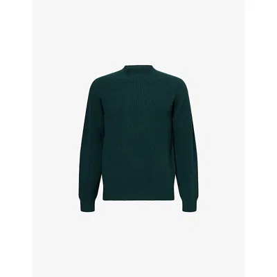 John Smedley Mens Crewneck Knitted Cashmere And Wool Jumper Forest In Green