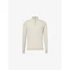 John Smedley Mens High-neck Gauge Wool Jumper Grey Fleece In White