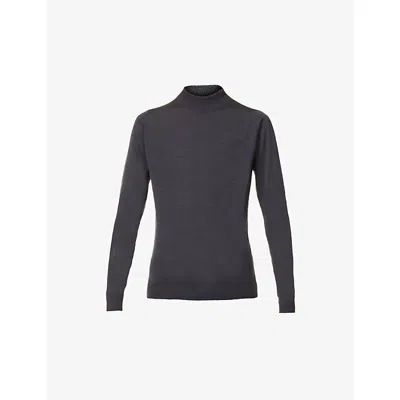 John Smedley Mens Harcourt High-neck Wool Jumper Hepburn Smoke