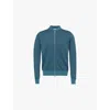 John Smedley Mens  Baseball-collar Long-sleeve Wool Knitted Jacket In Blue Slate Midnight
