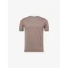 John Smedley Mens Beige Musk Belden Crewneck Cotton-knit T-shirt In Multi