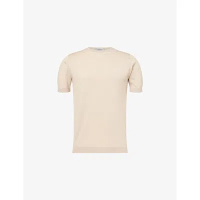 John Smedley Mens Almond Belden Crewneck Cotton-knit T-shirt Xxl In Pink
