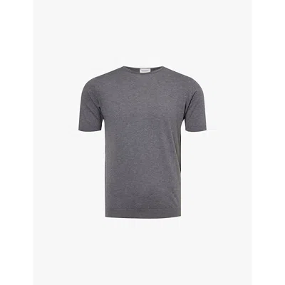 John Smedley Mens Charcoal Belden Short-sleeve Cotton Knitted T-shirt
