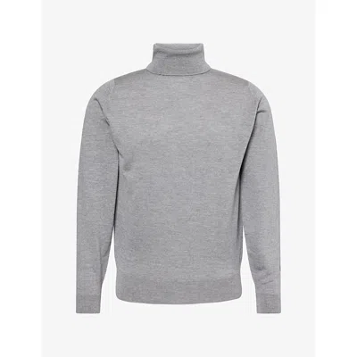 John Smedley Mens  Cherwell Turtleneck Wool Jumper In Silver