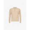 John Smedley Mens Kafka Beige Flinn Ribbed Wool Polo Shirt
