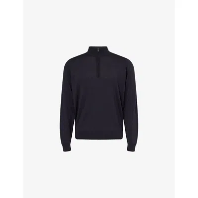 John Smedley Mens Hepburn Smoke High-neck Merino-wool Jumper In Black