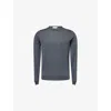 John Smedley Mens Slate Grey Lundy Crewneck Knitted Wool Pullover Xl