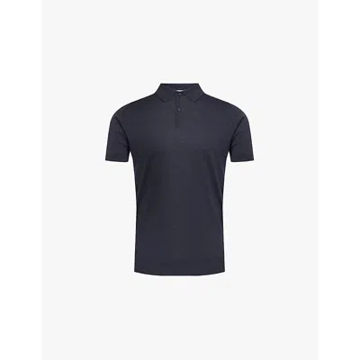 John Smedley Mens  Payton Short-sleeved Wool-knit Polo Shirt In Hepburn Smoke