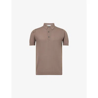 John Smedley Mens Beige Musk Roth Regular-fit Cotton-piqué Polo Shirt In Brown