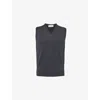 John Smedley Mens Charcoal V-neck Knitted Regular-fit Wool Vest