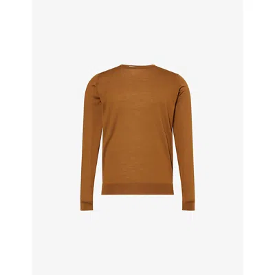 John Smedley Mens Keats Bronze Lundy Crewneck Wool Jumper