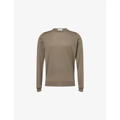 John Smedley Mens Mansfield Green Lundy Crewneck Wool Jumper