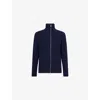 John Smedley Mens High-neck Zip-up Knitted Cashmere And Wool Cardigan Midnight Xl In Blue