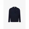 John Smedley Mens Notched-collar Single-breasted Wool Knitted Blazer Midnight In Blue