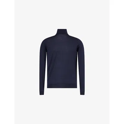 John Smedley Mens Roll-neck Merino-wool Jumper Midnight In Blue