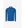 John Smedley Mens Montagu Blue Ribbed-trim Elasticated-hem Wool Polo Shirt Xl