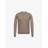 John Smedley Mens Mushroom Ribbed-trim Elasticated-hem Wool Polo Shirt